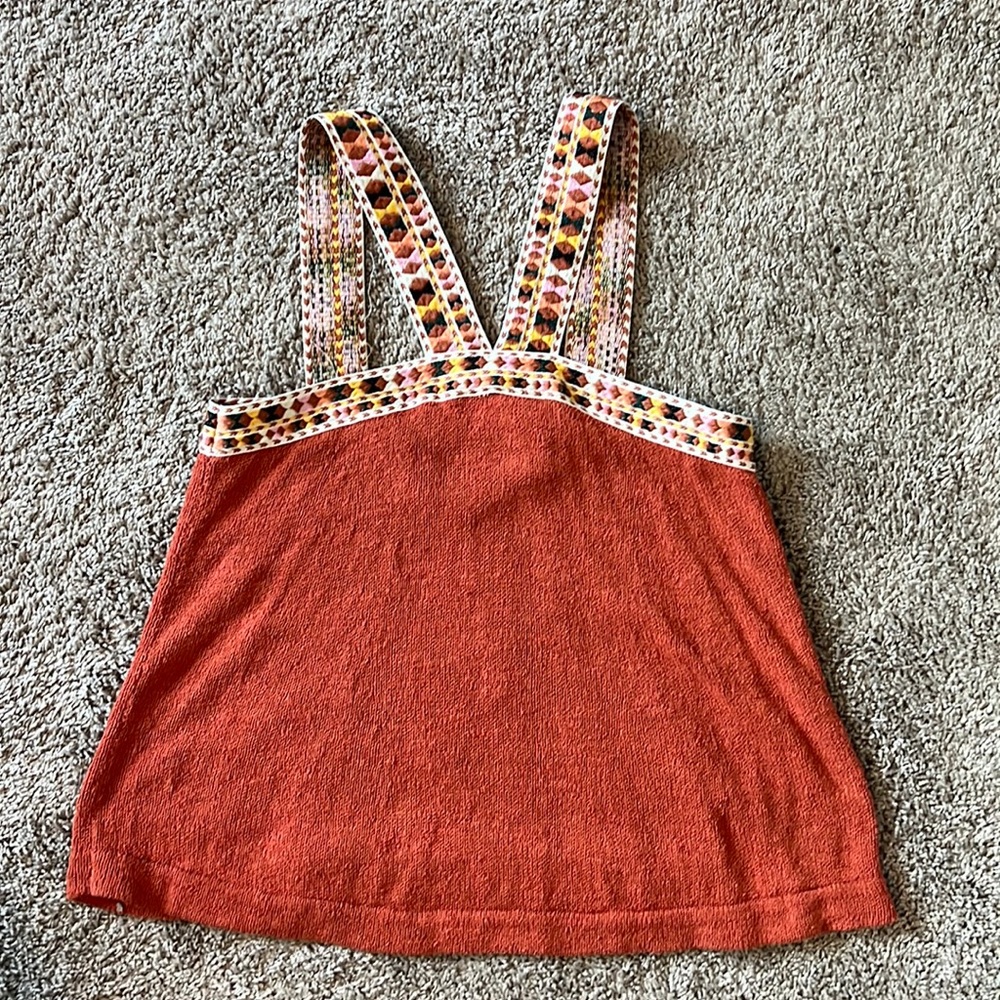 Madewell Rust Tank Top with Patterned Straps